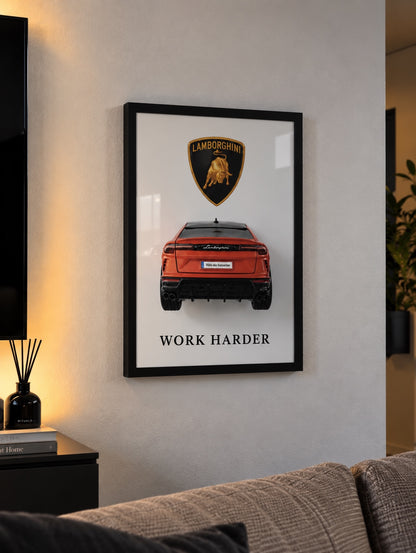 Lamborghini Urus – Autorahmen an der Wand